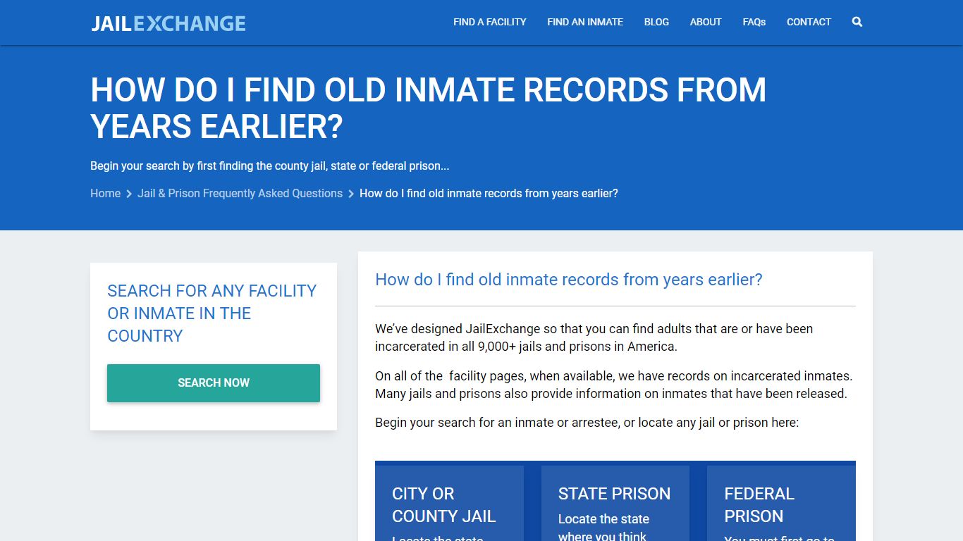 How do I find old inmate records from years earlier? - Jail Exchange